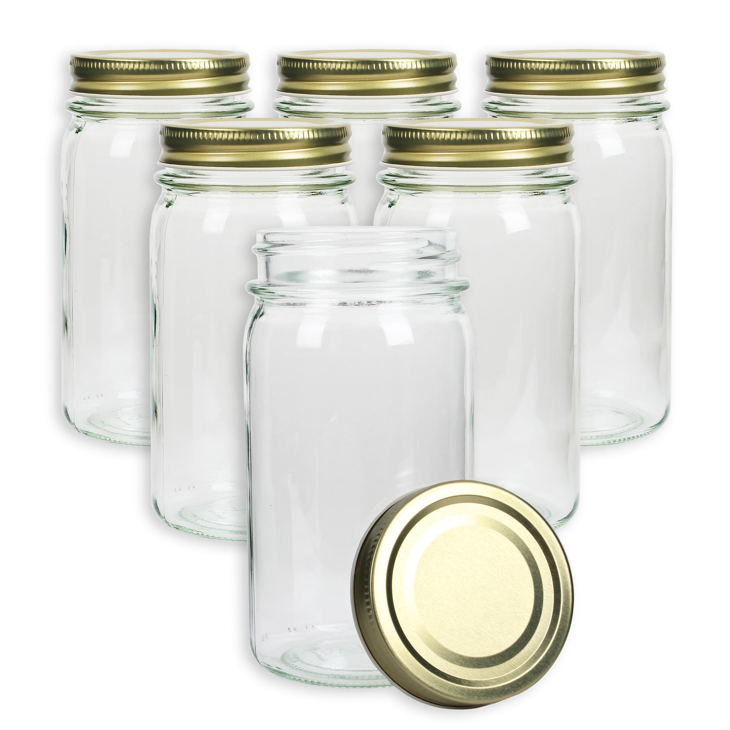 6 Schraubgläser Multitalent als Set, stapelbar, ohne Label, 500 ml