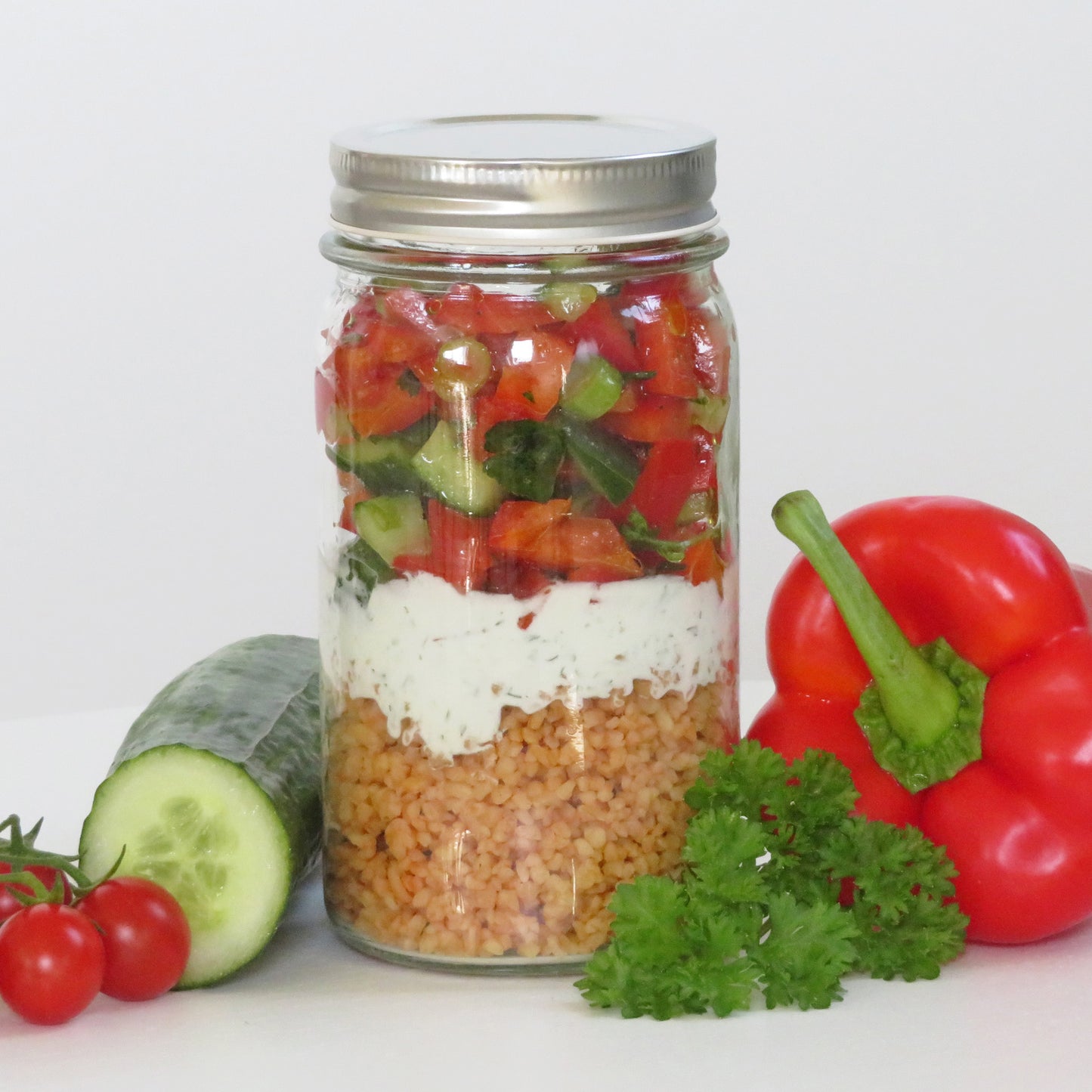 Schraubglas Set Multitalent, stapelbar, ohne Label, 500 ml, gefüllt mit Meal Prep