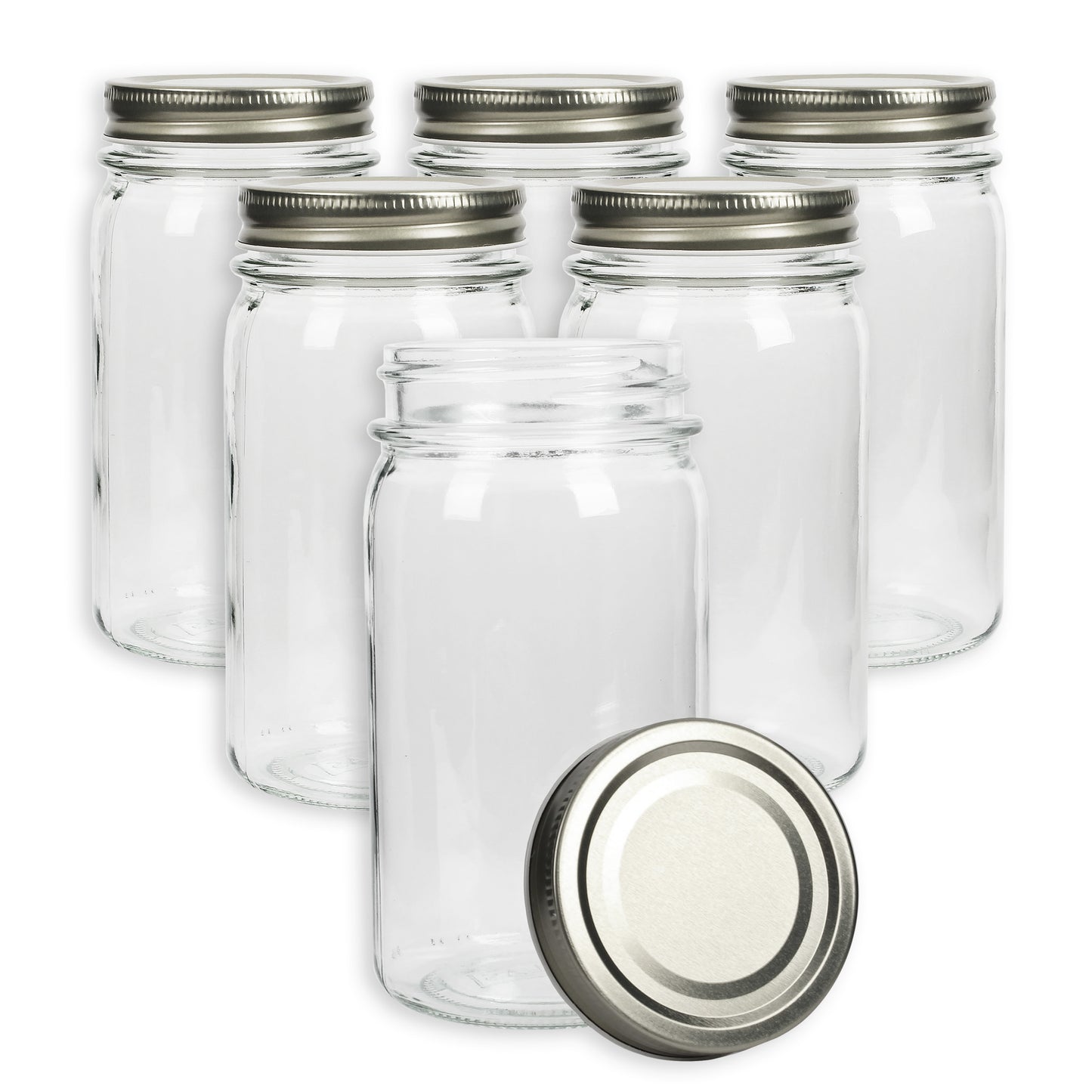 6 Schraubgläser Multitalent als Set, stapelbar, ohne Label, 500 ml