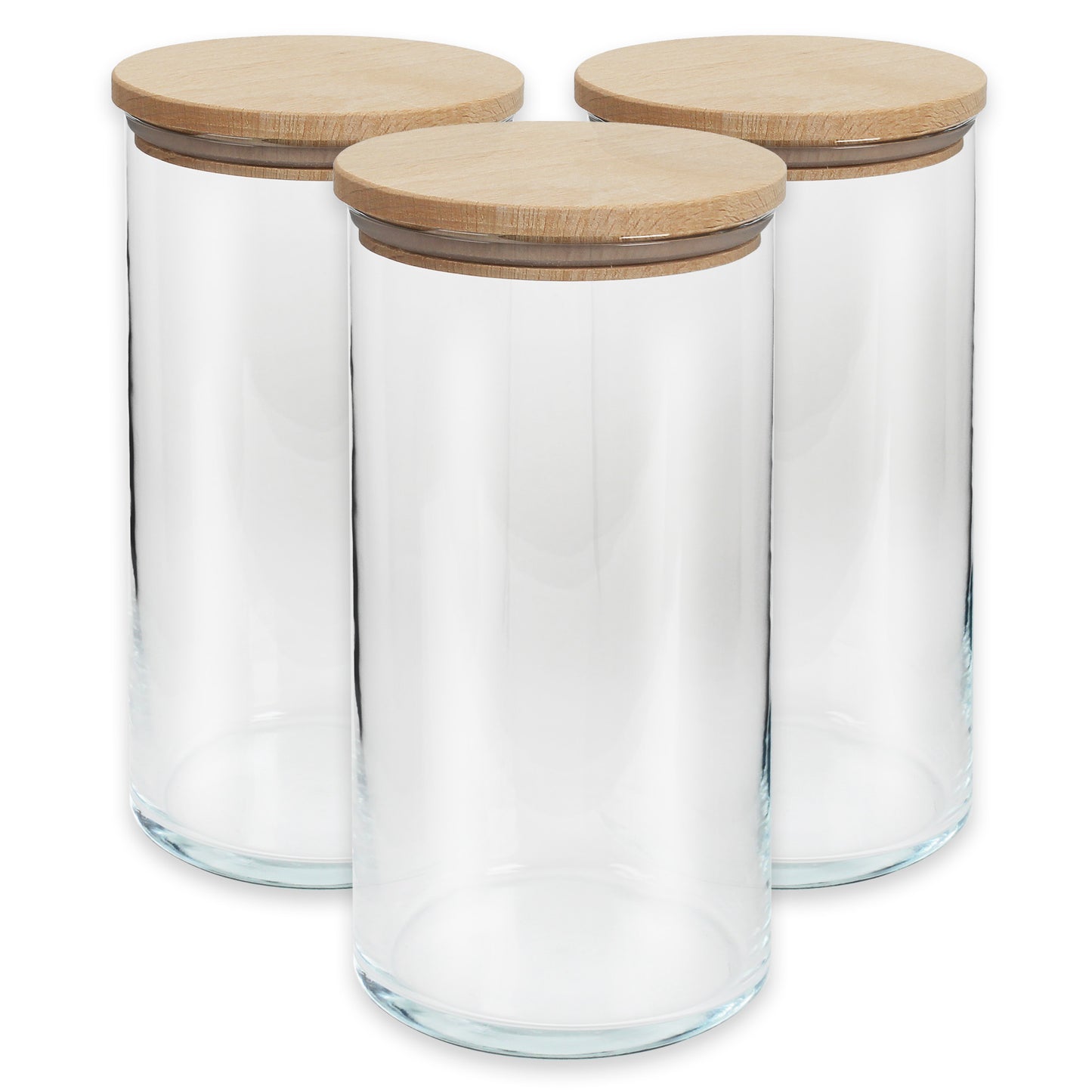 Set mit 3 Aufbewahrungsgläsern mit Holzdeckel, 1200 ml