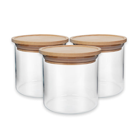 Vorratsgläser Set mit Holzdeckel, stapelbar, 560 ml
