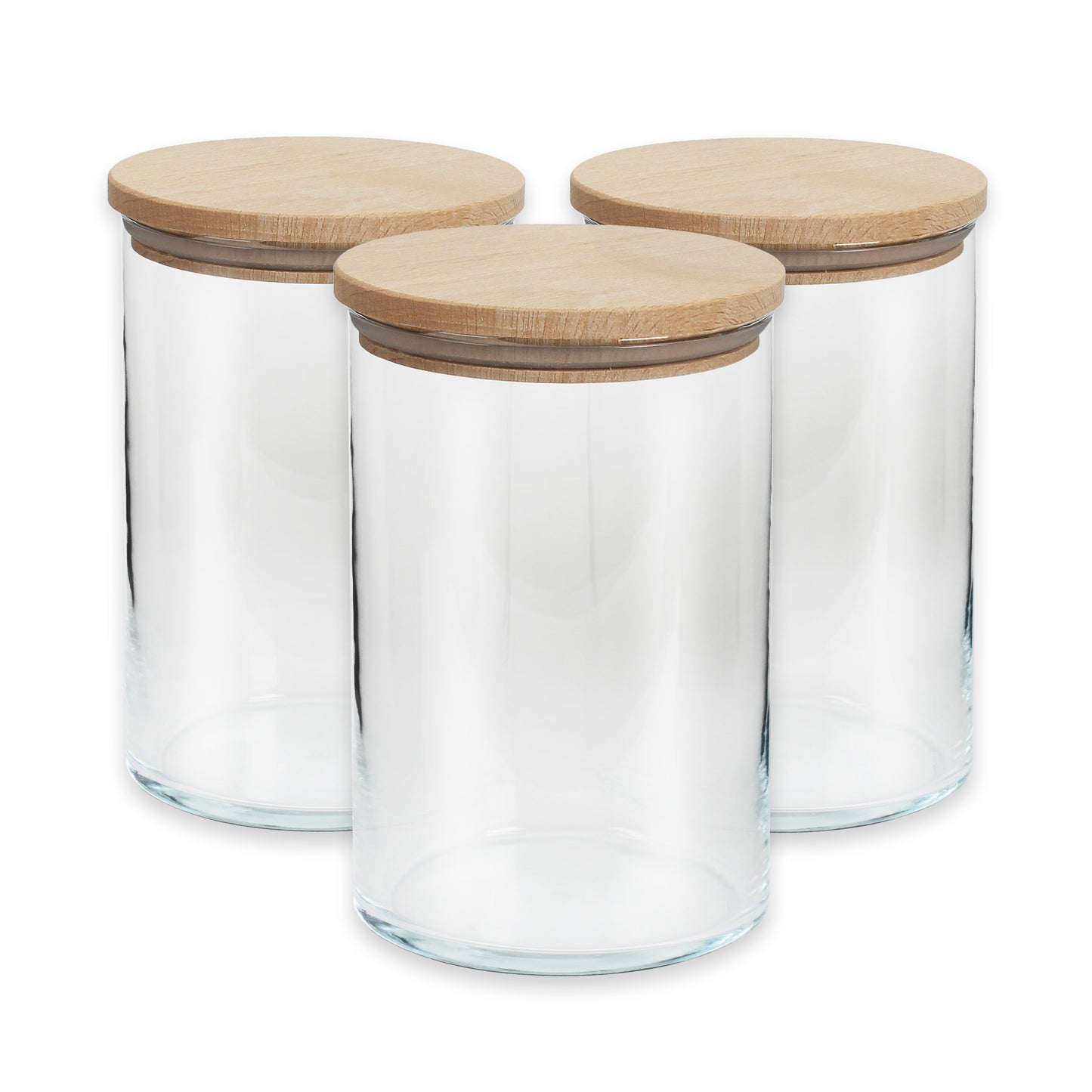 Set mit 3 Aufbewahrungsgläsern mit Holzdeckel, 880 ml