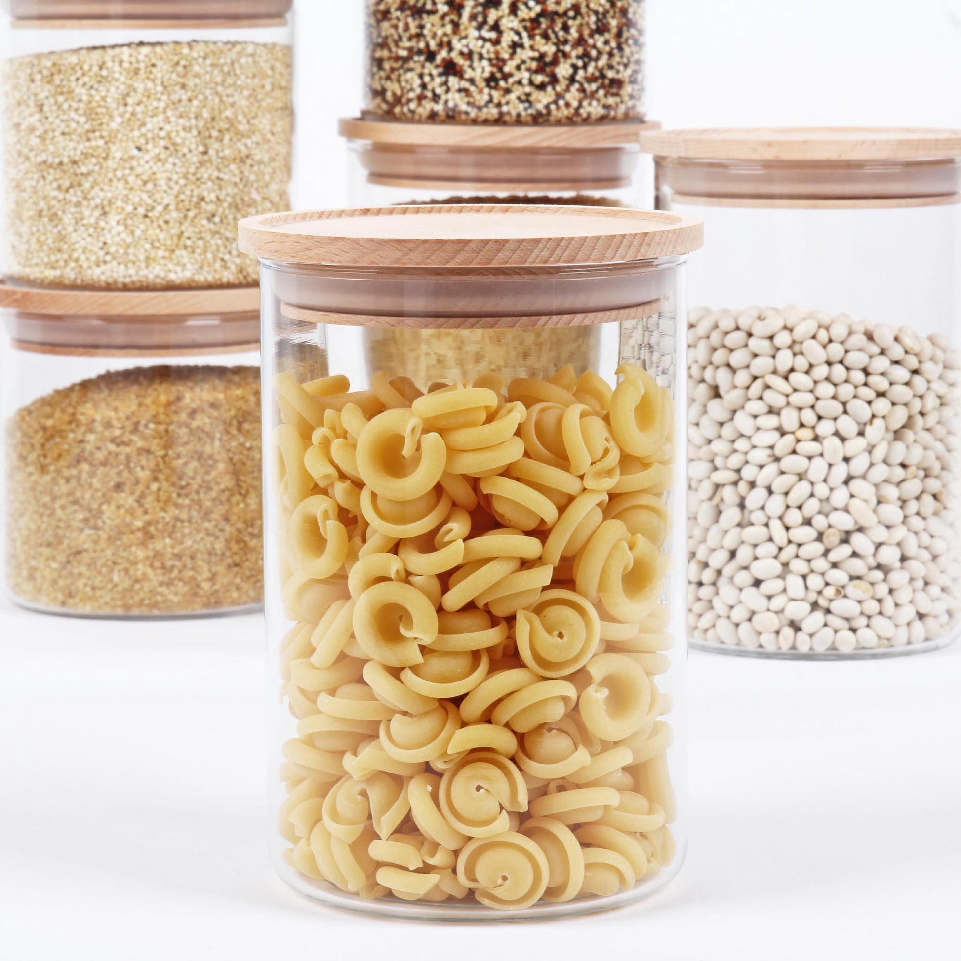 glas aufbewahrung mit holzdeckel Vorratsgläser Starter-Set, 8 Gläser mit Holzdeckel, stapelbar – Sortinally